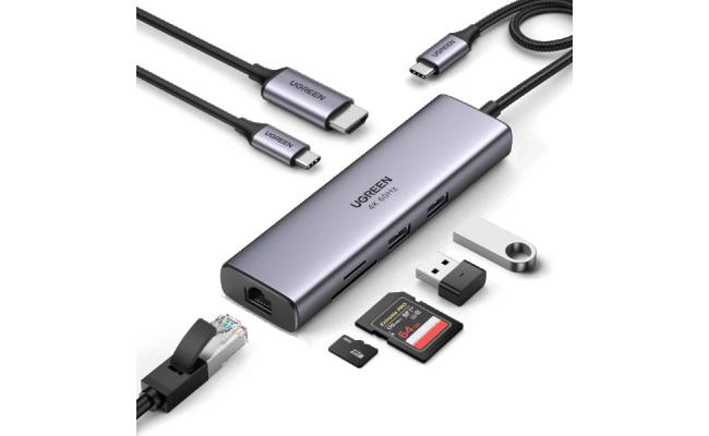 UGREEN 7-in-1 USB-C Hub with 4K@60Hz HDMI, 100W PD & SD/TF Card Reader